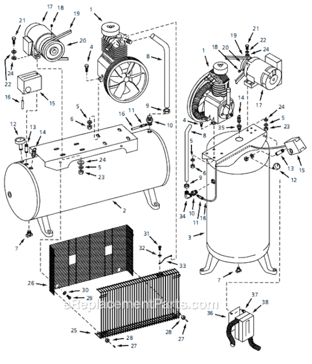 Page A Diagram and Parts List for 2003 Campbell Hausfeld Compressor